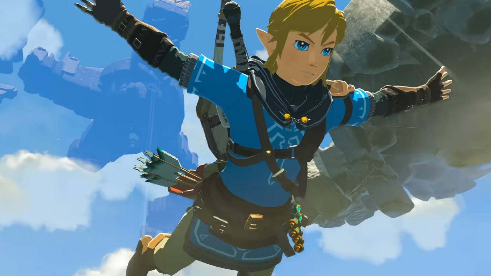 Link falling from the sky in The Legend Of Zelda: Tears Of The Kingdom