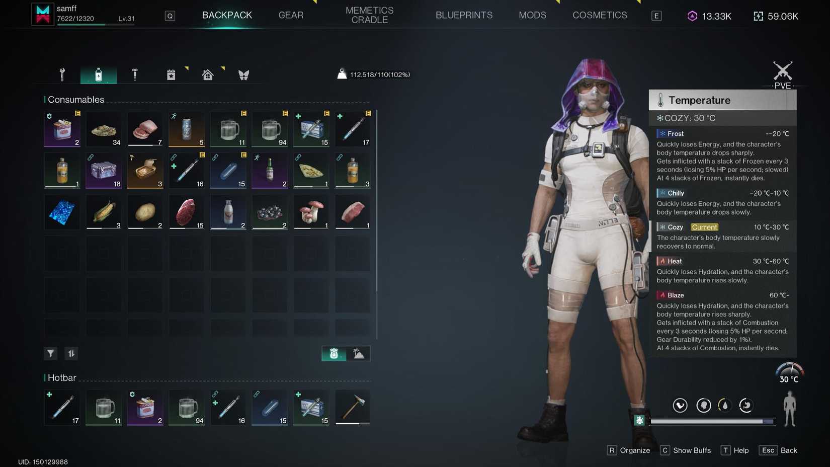 Temperature States in Once Human