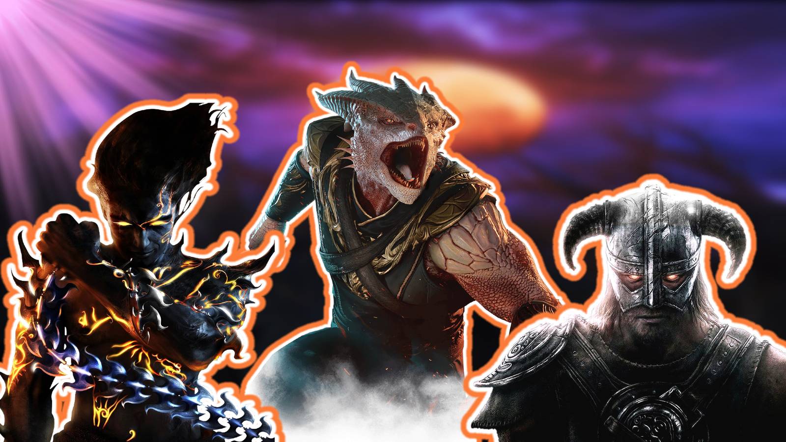The Dark Urge from Baldur's Gate 3, Dark Prince from Prince of Persia and Dragonborn from Skyrim