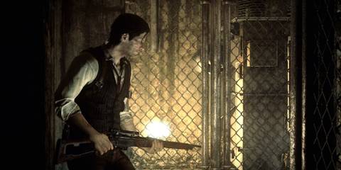 Sebastian Castellanos holding a rifle in The Evil Within