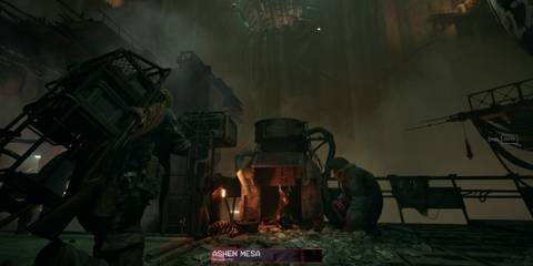 Two characters sitting on the Ashen Mesa map with a dog