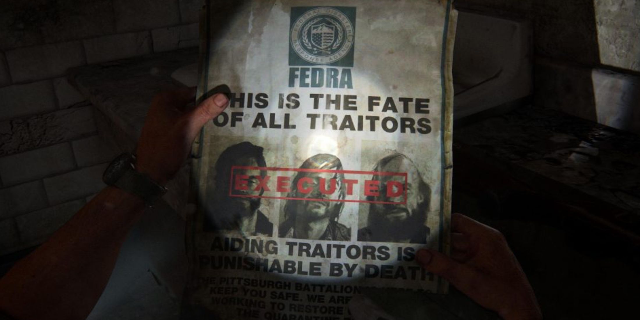 A fEDRA poster about traitors being executed