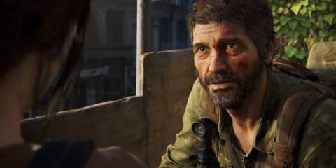 Joel talking to Ellie behind in The Last of Us