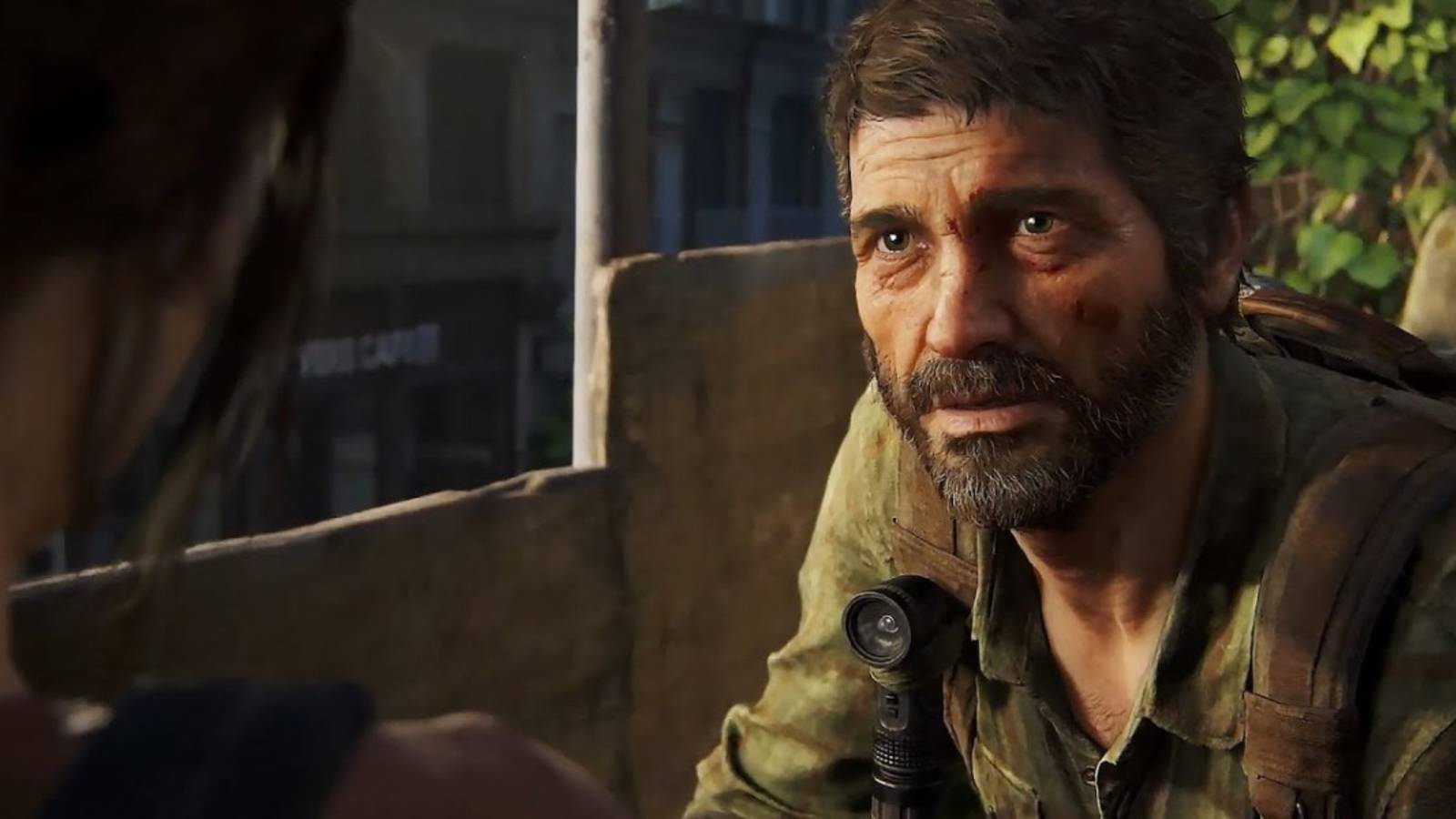 Joel talking to Ellie behind in The Last of Us