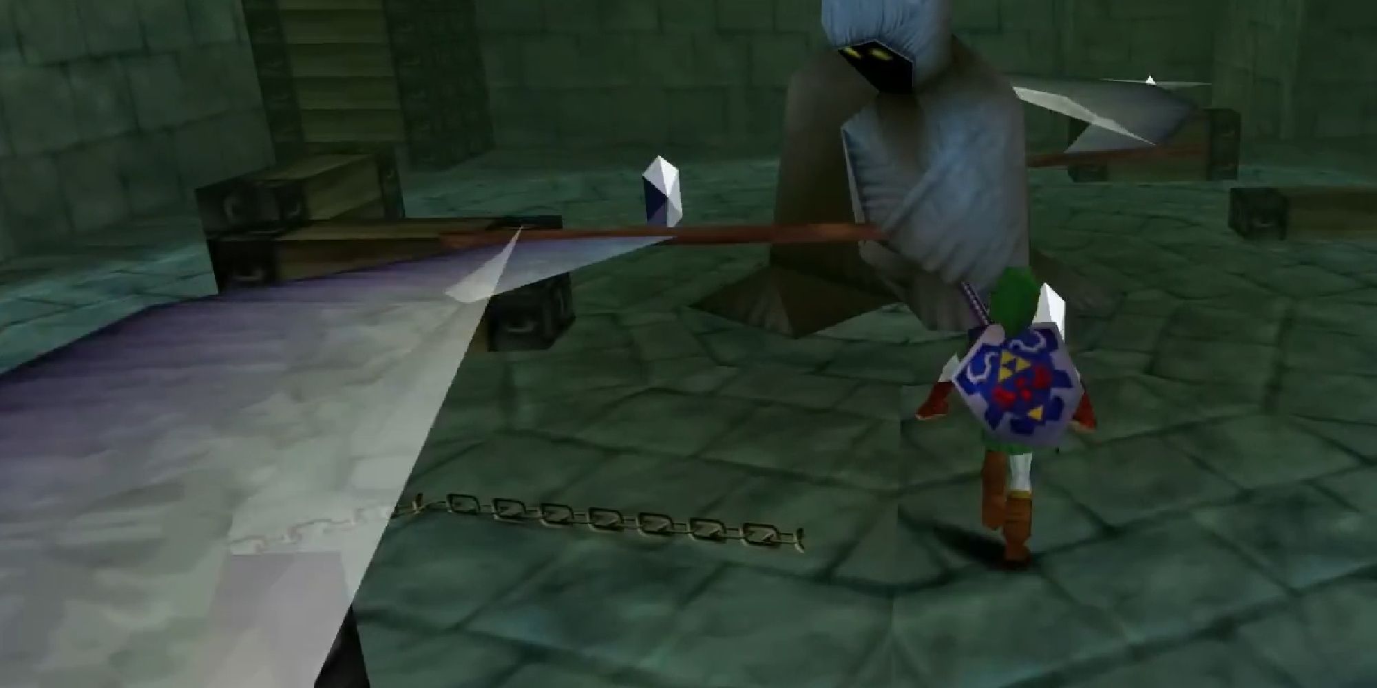 Link inside the Shadow Temple in The Legend Of Zelda: Ocarina Of Time