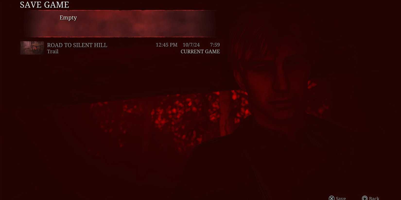 The save menu in Silent Hill 2in Silent Hill 2 (2024)