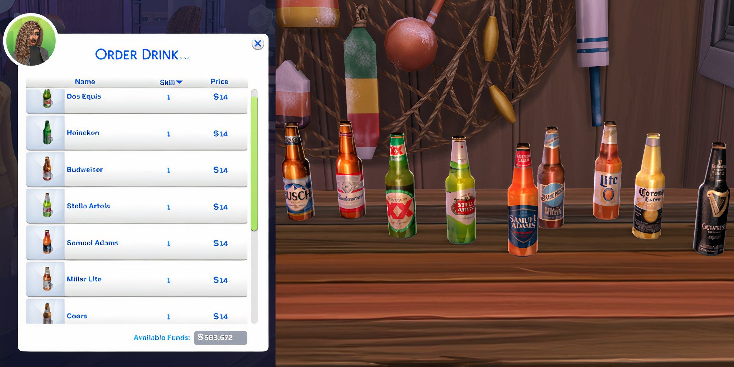 The Sims 4 - The new alcohol options from the Functional Custom Bar mod