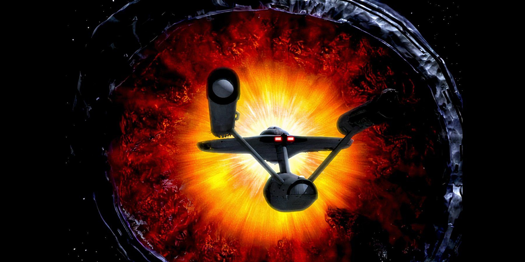 the USS Constellation infront of the Planet Killer in Star Trek The Doomsday Machine