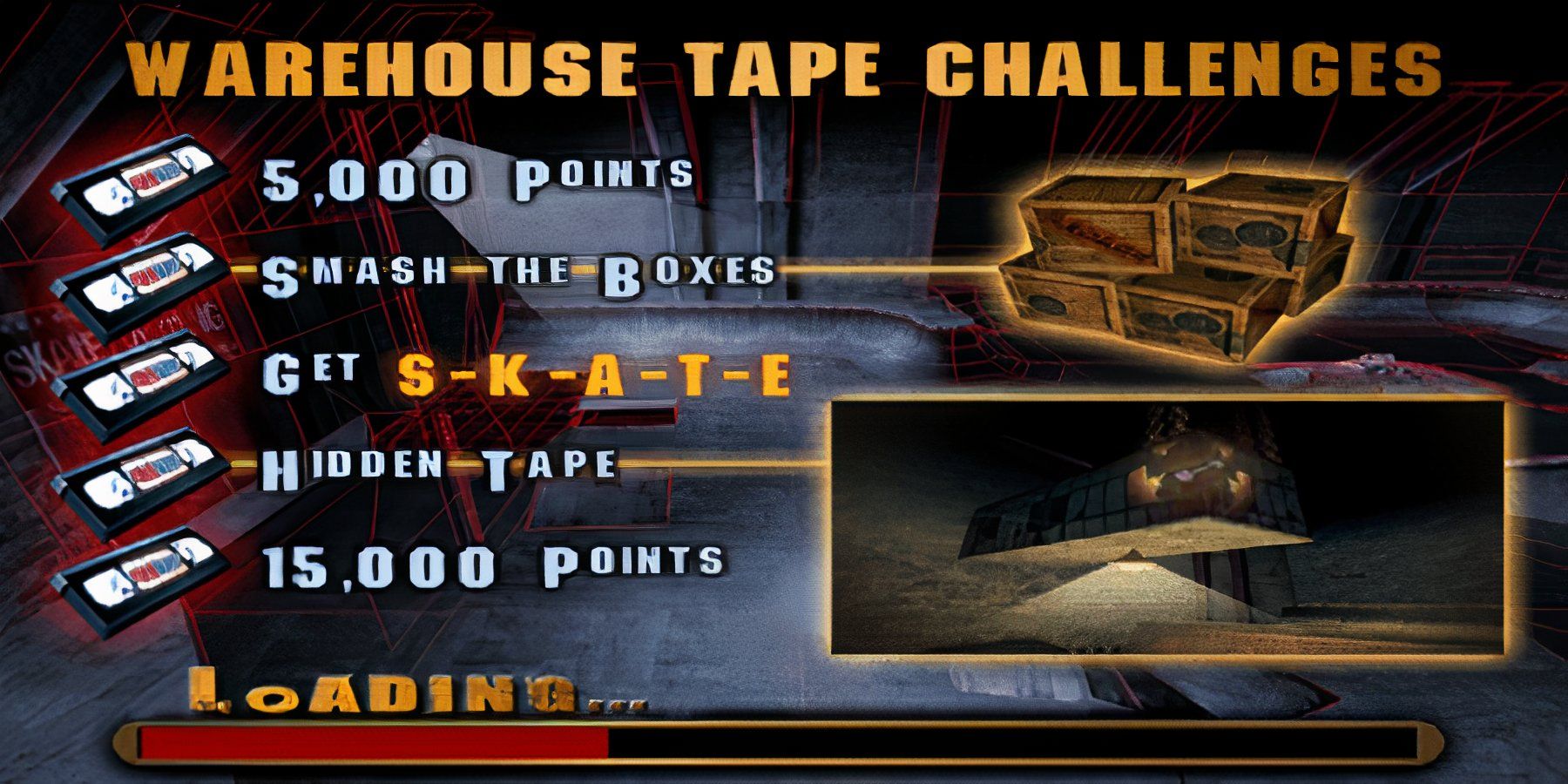 the warehouse challenge screen