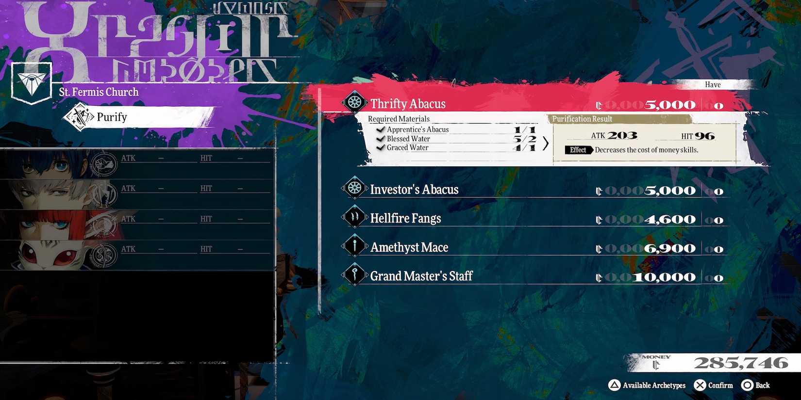 Thrift Abacus weapon in Metaphor ReFantazio