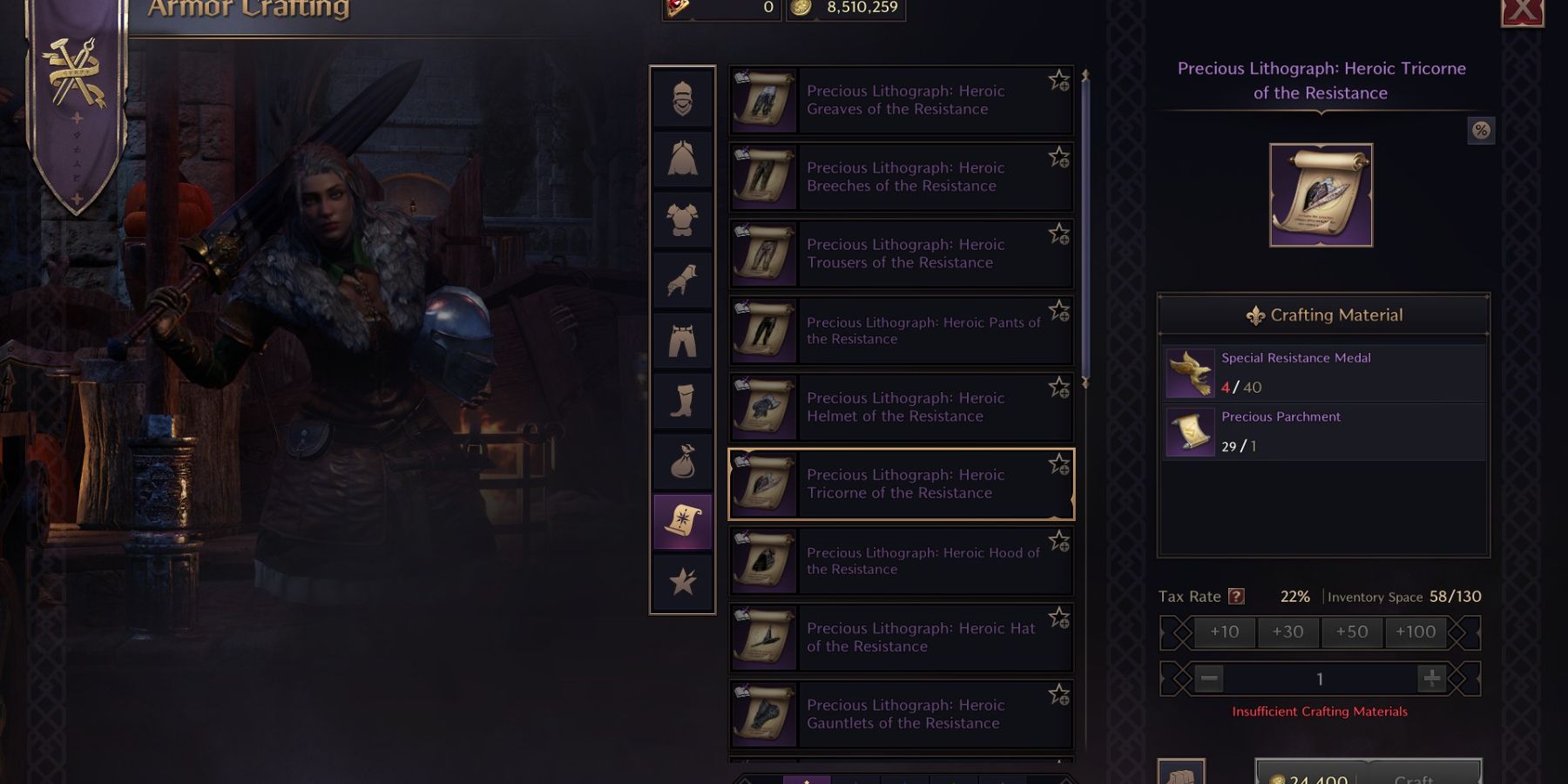 Throne and Liberty Precious Resistance Medal Crafted Items