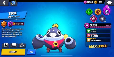 Tick on a blue background in the Brawl Stars menu