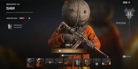Screenshot showcasing thr Trick 'R Treat Sam Operator Bundle in Modern Warfare 3 and Warzone 