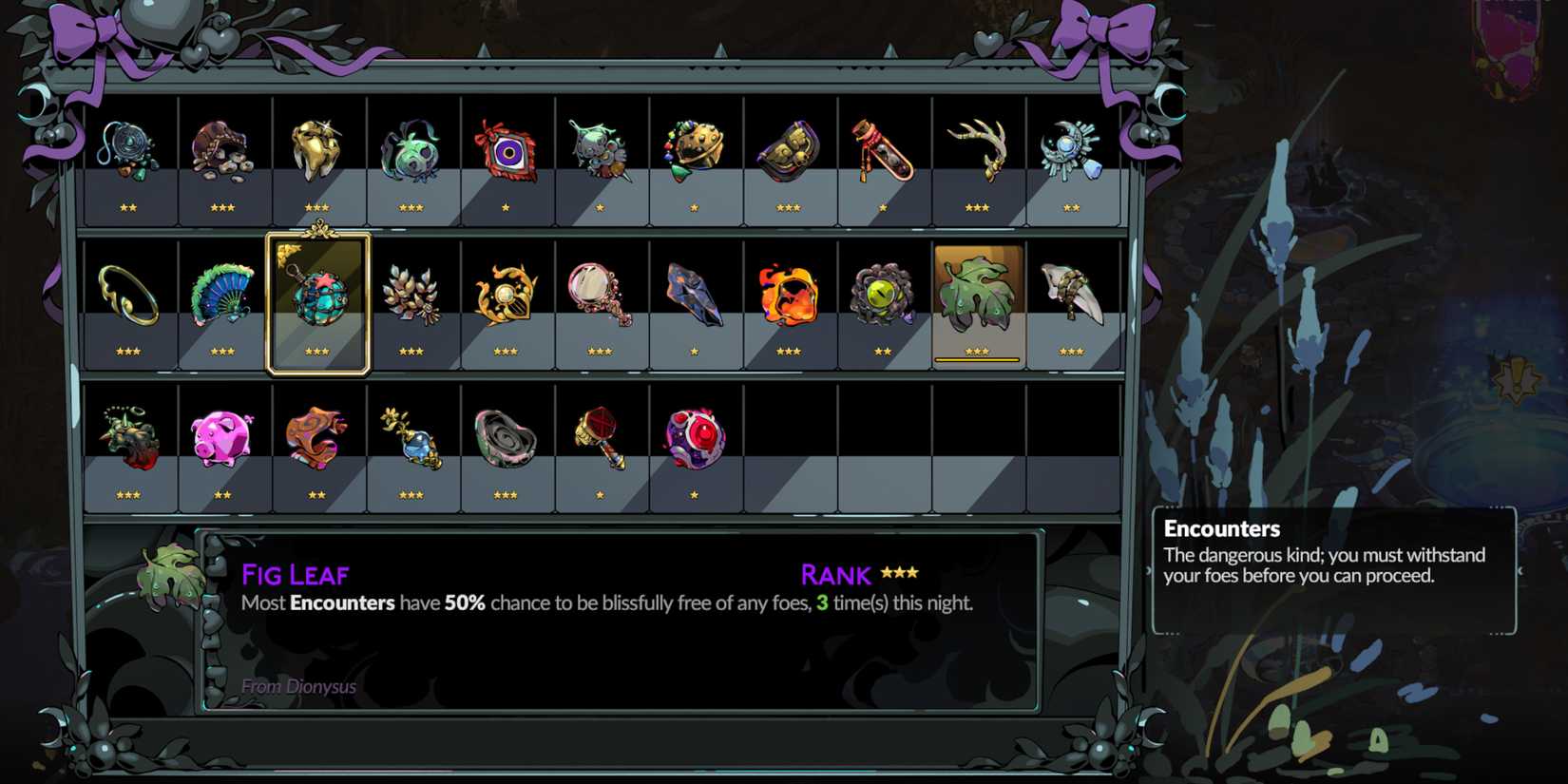 Trinkets with Dionysus Figleaf in Hades 2