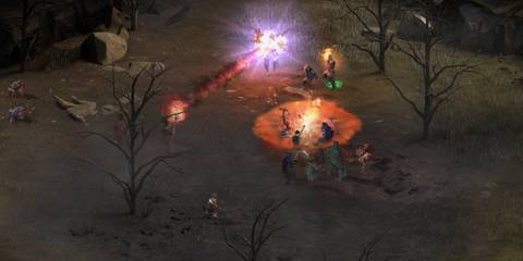 A fiery projectile hits a character in Tyranny 