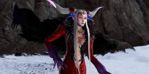 ultimecia standing in front of a mountain