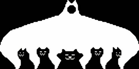 Undertale close up, shadows show individual dogs