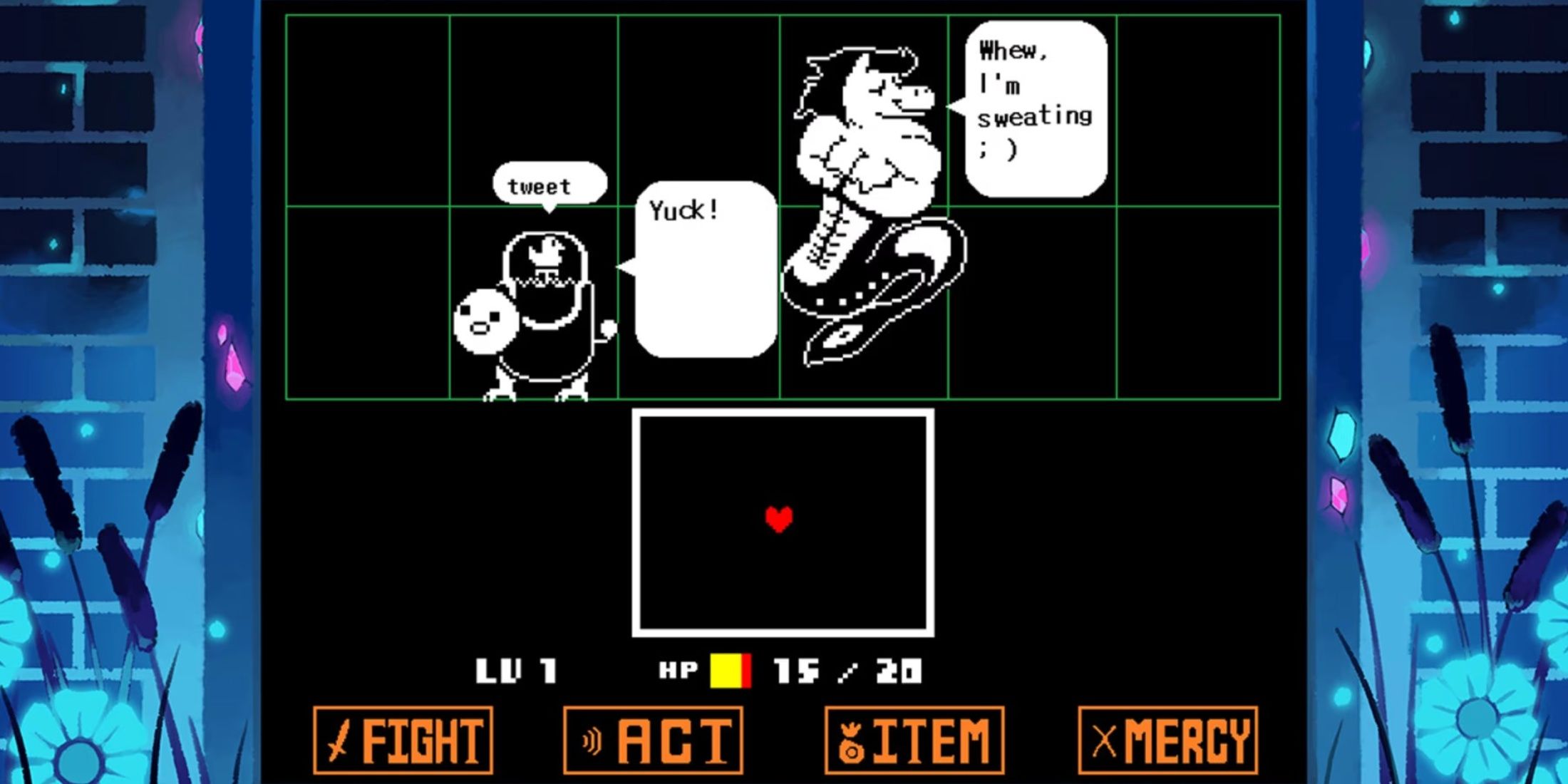 woshua and aaron battle screen in undertale