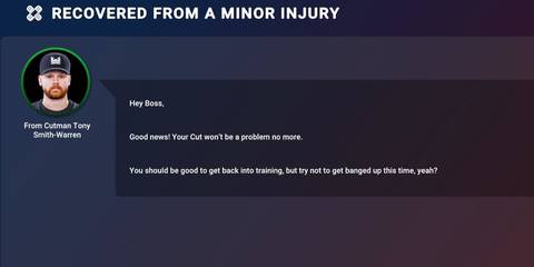 Undisputed - recovered from a minor injury