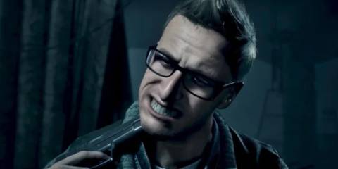 Chris holding a gun under his chin in Until Dawn