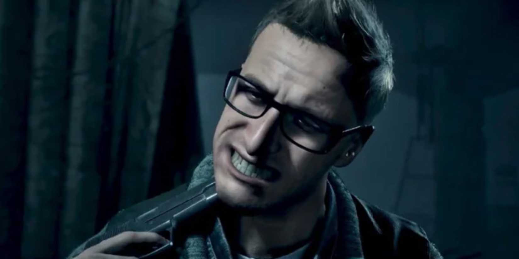 Chris holding a gun under his chin in Until Dawn