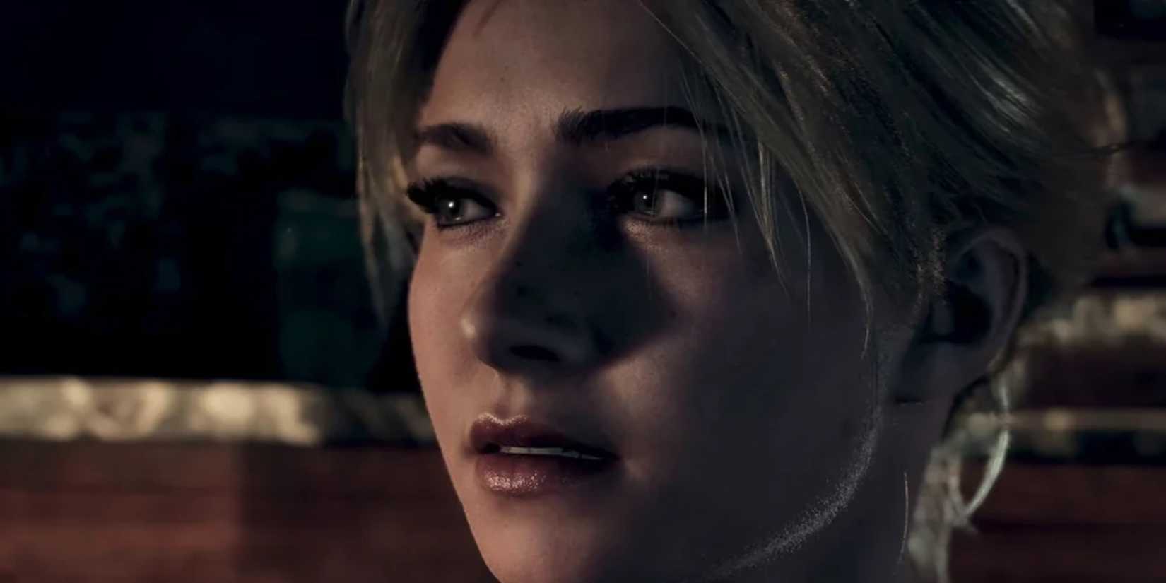 A close-up of Sam as she sits in the bathtub in Until Dawn