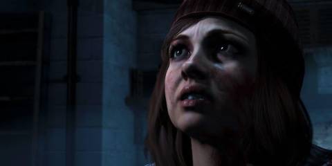 A close-up of Ashley looking worried in Until Dawn