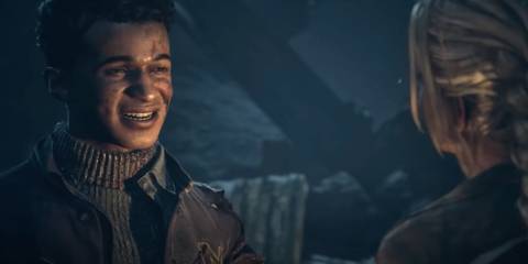 Matt telling Jess about the monster in the mines