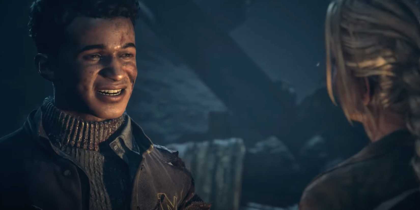 Matt telling Jess about the monster in the mines