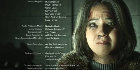 Emily speaking to the interrogators in the end credits