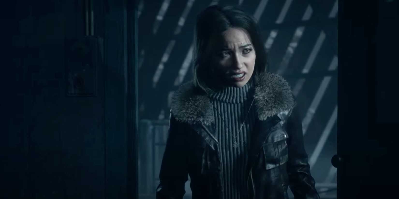 Emily looking for Matt with a worried expression