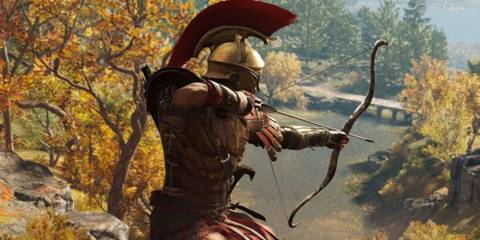 Alexios using a bow in Assassin's Creed: Odyssey