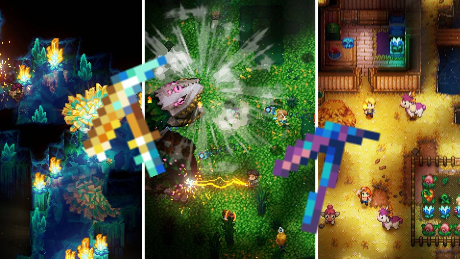 A grid of the game Core Keeper and its pickaxes