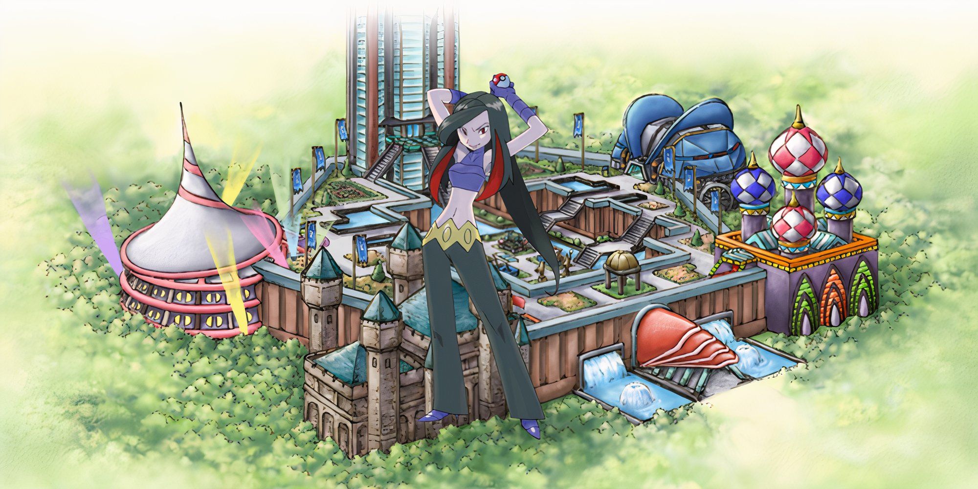 Pike Queen Lucy in front of battle frontier artwork