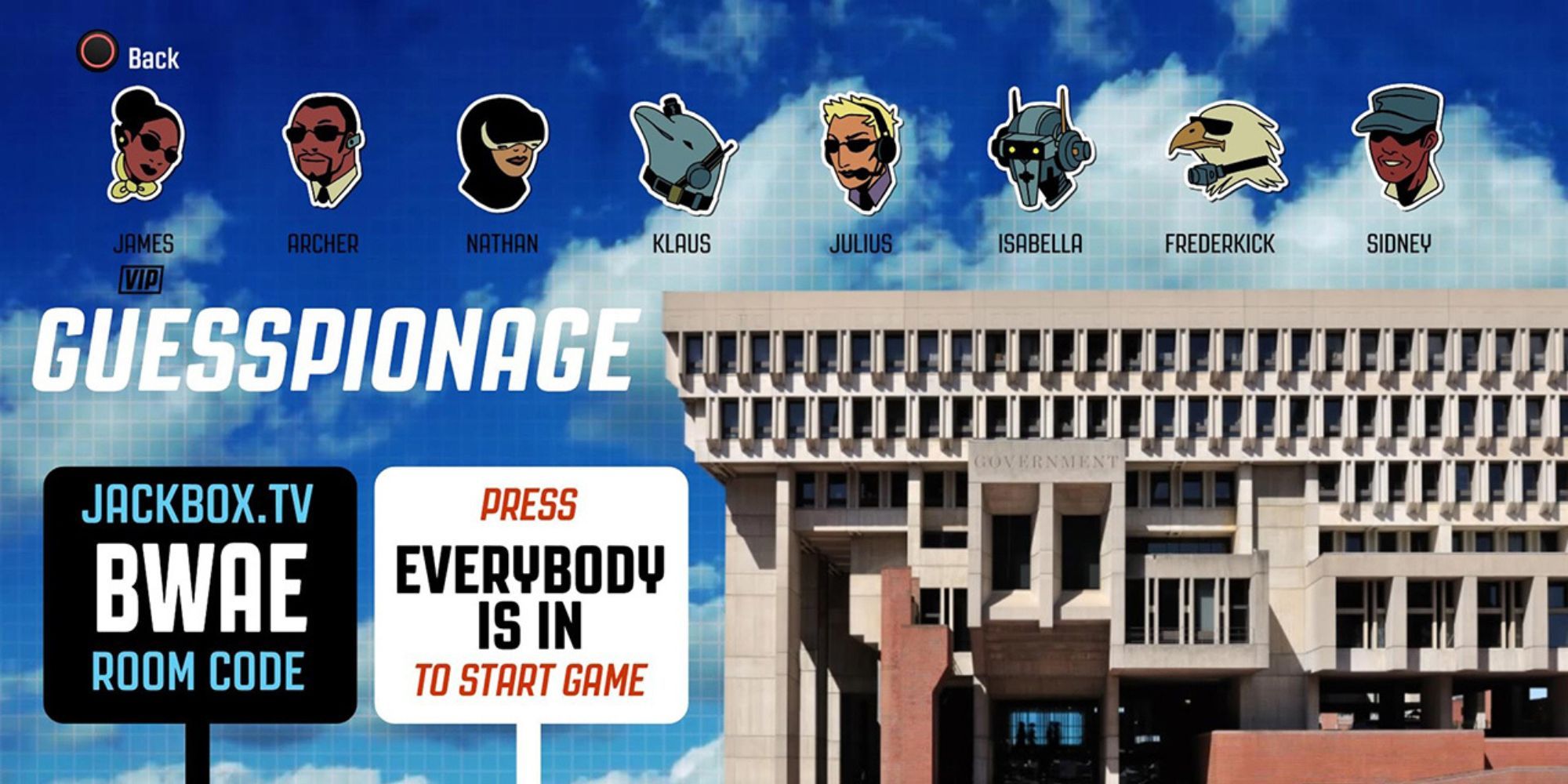 Start up screen for Guesspionage in The Jackbox Party Pack 3