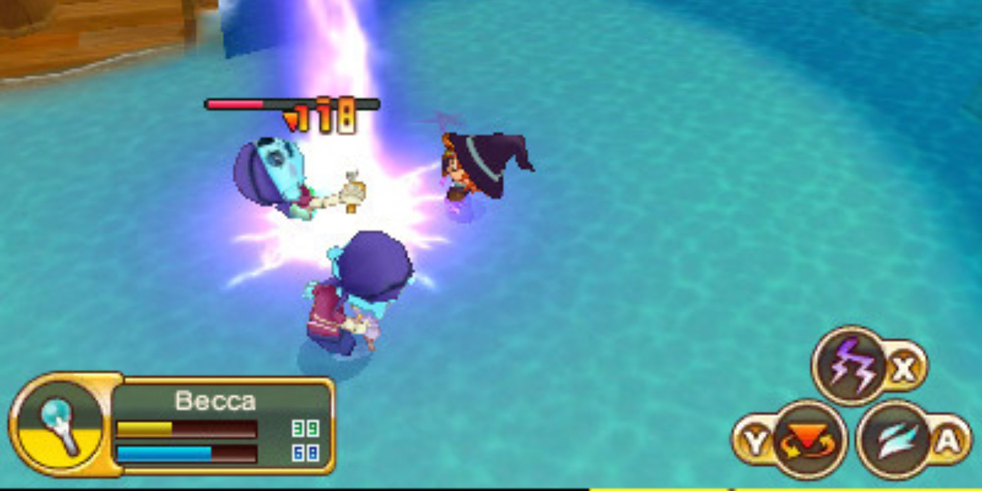 A player fighting with magic in Fantasy Life