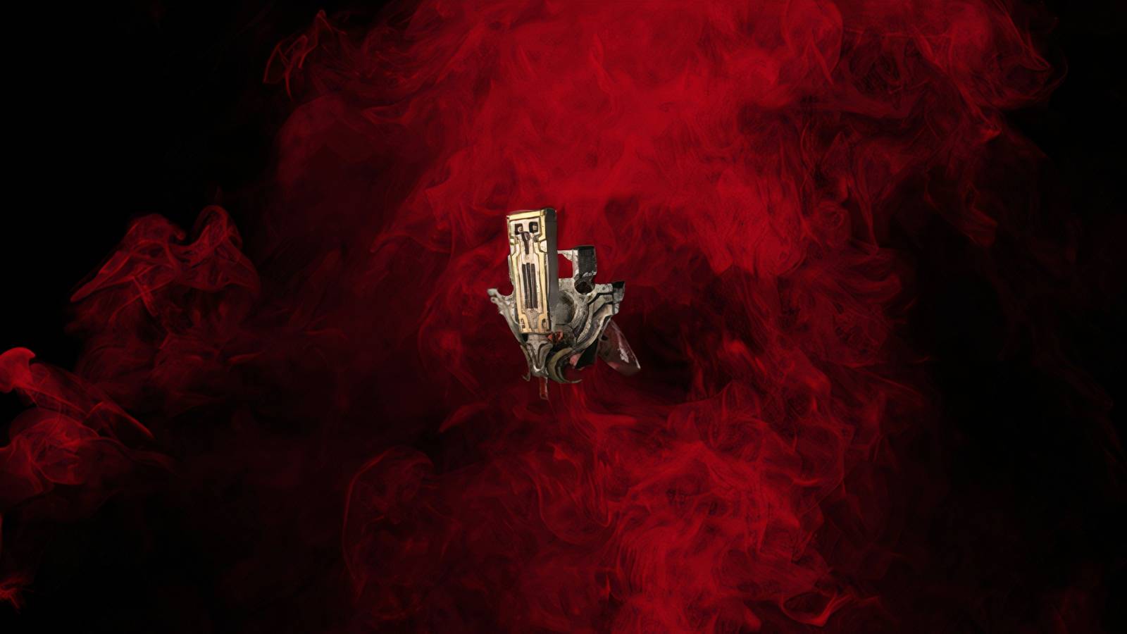 Helm of Ebewaka on a red and black background