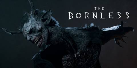 A demon from The Bornless next to the game logo