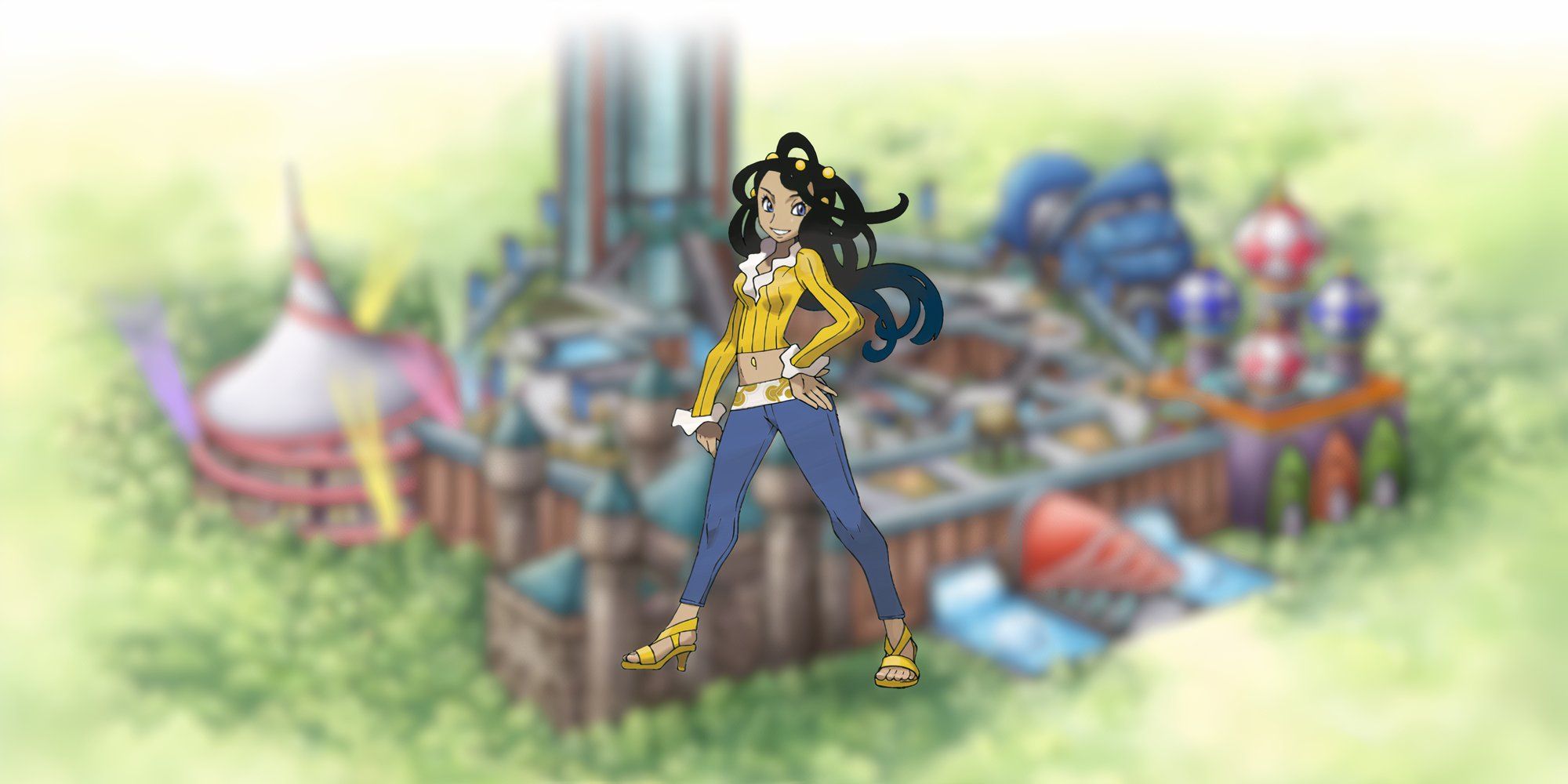 Arcade Star Dahlia in front of battle frontier artwork