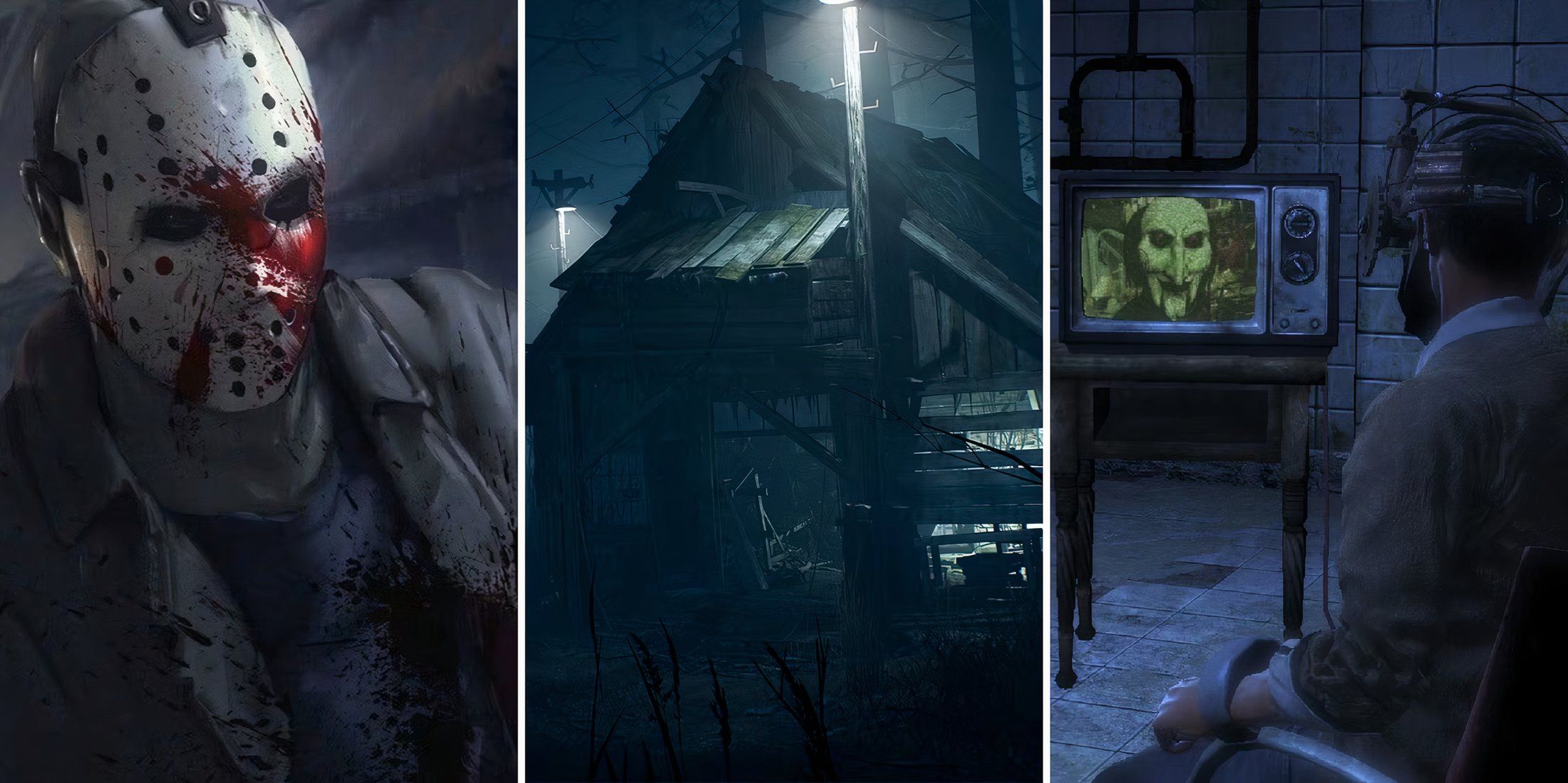 A collage of horror games