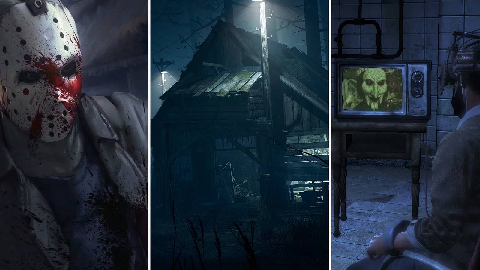 A collage of horror games