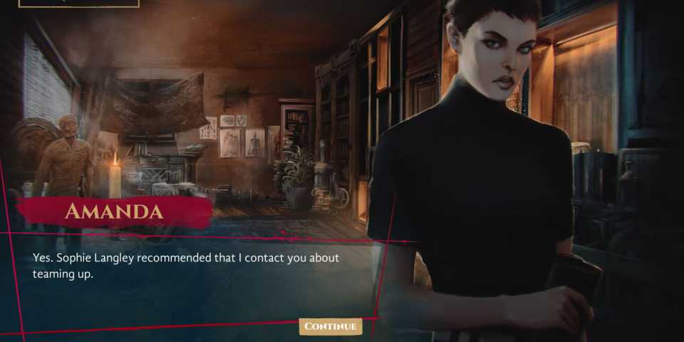 Amanda talking to the player in Vampire: The Masquerade - Coteries Of New York