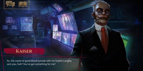 Kaiser talking to the player in Vampire: The Masquerade - Coteries Of New York