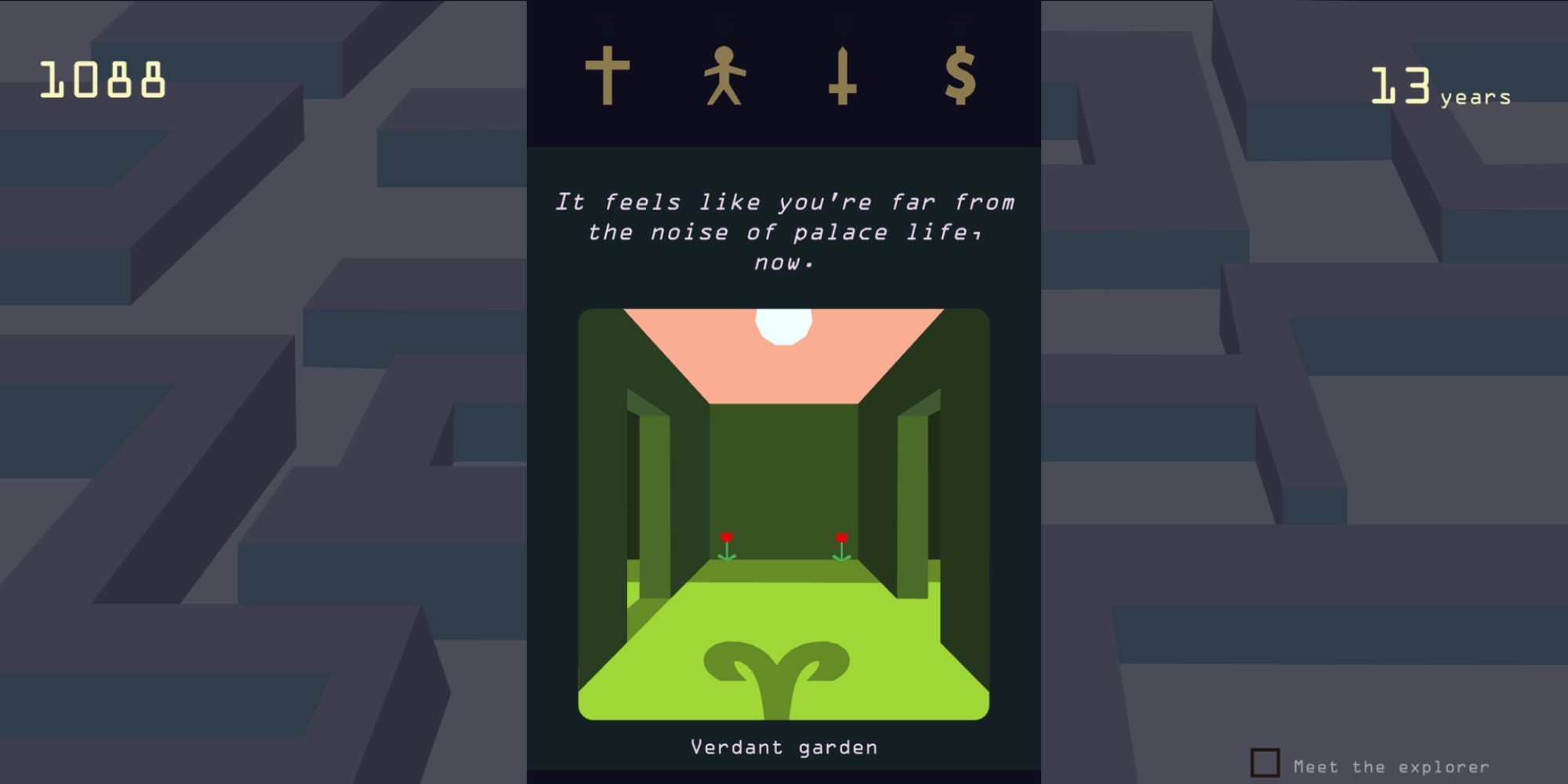 Exploring the garden in Reigns: Her Majesty