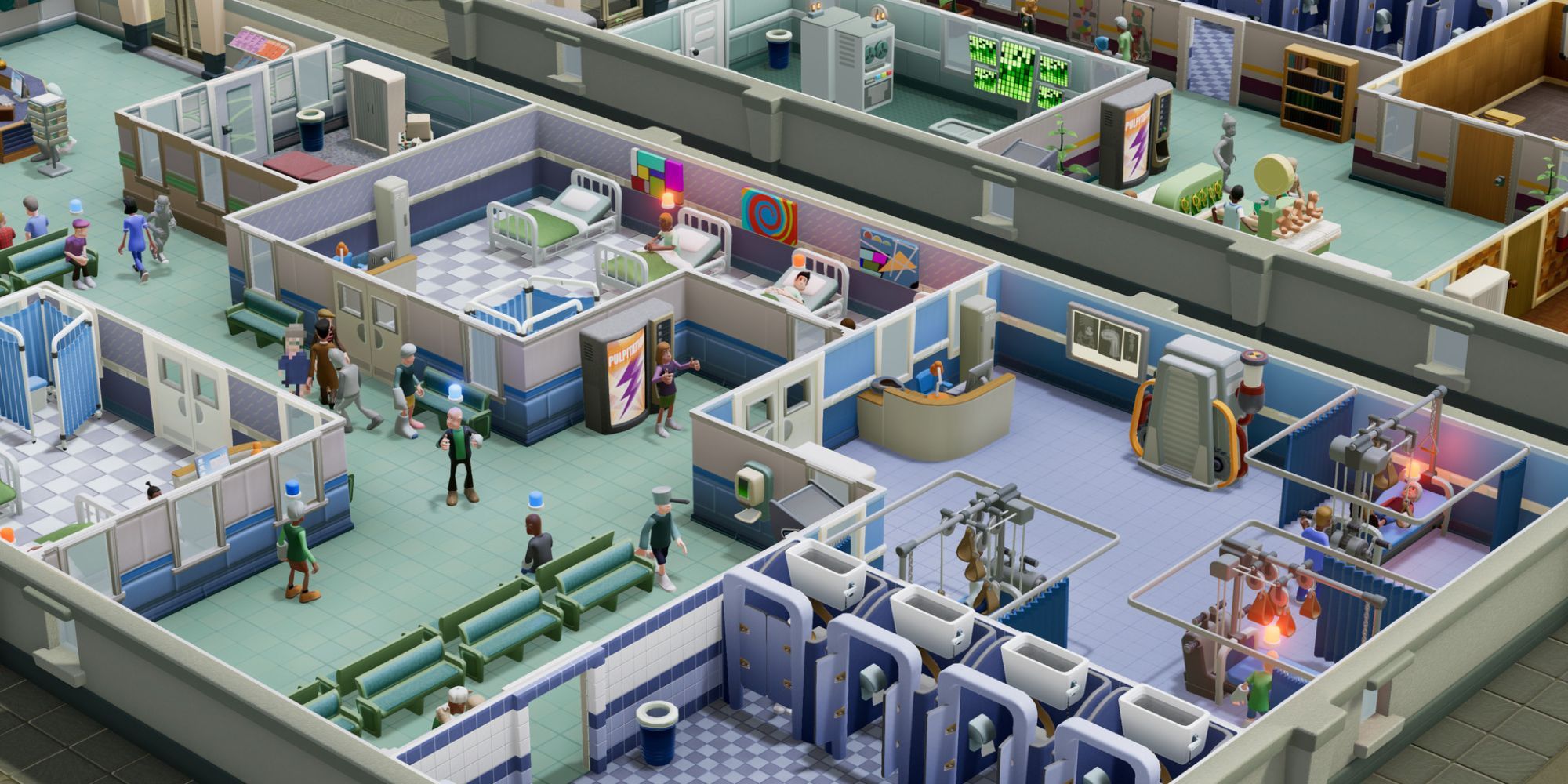 A close up of a Hospital in Two Point Hospital