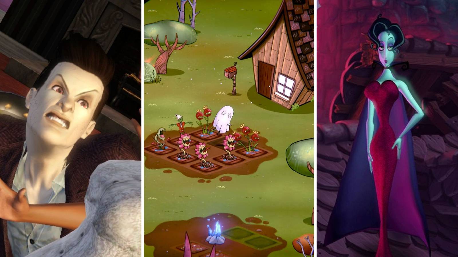 A grid showing the games The Sims 3, Voltaire: The Vegan Vampire, and A Vampyre Story