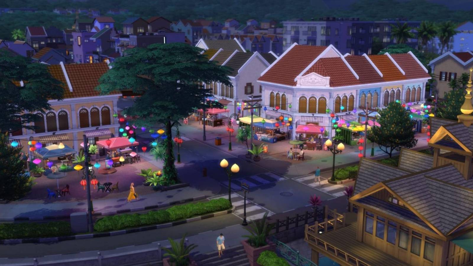 colourful streets and town in the sims 4