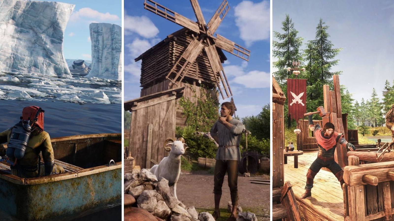 A grid showing the games Rust, Medieval Dynasty, and Conan Exiles