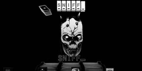 A skeleton head that says Sniff in Cryptmaster