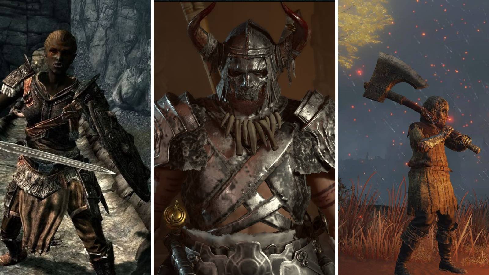 A grid of the games Skyrim, Diablo 4, and Elden Ring